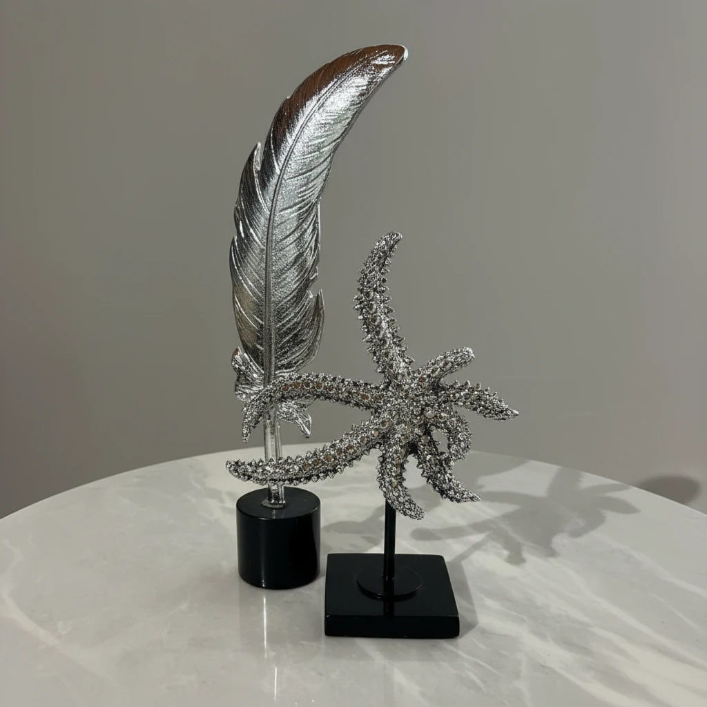 Figurë Dekorative"Silver Leaf and Star"