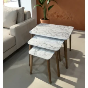 Tavoline marble e bardhe trio
