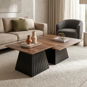 Set Tavolina Piramidë Black Wood